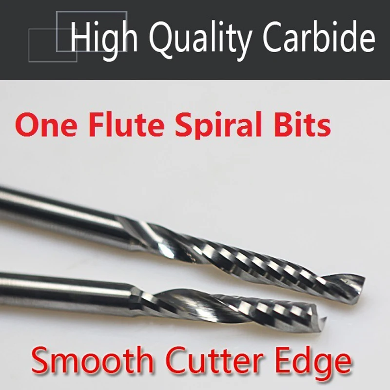 1pc 3.175--4 mm SHK Sprial Bits Wood Cutting 1 Flute Tools Carbide Engraving Cutters CNC Carving Milling MDF acrylic PVC