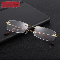 Prescription Eyeglasses Pure Titanium Rimless Glasses for Men Top Quality Women Spectacle Frames Optical Light Rim for Miopia