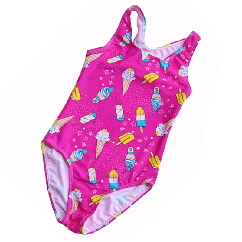 Girls Swimwear Bathing Suits Ice Cream Print Kids Swimsuit One Piece Girl Swimsuit Monokini Cute Children One Piece Beachwear