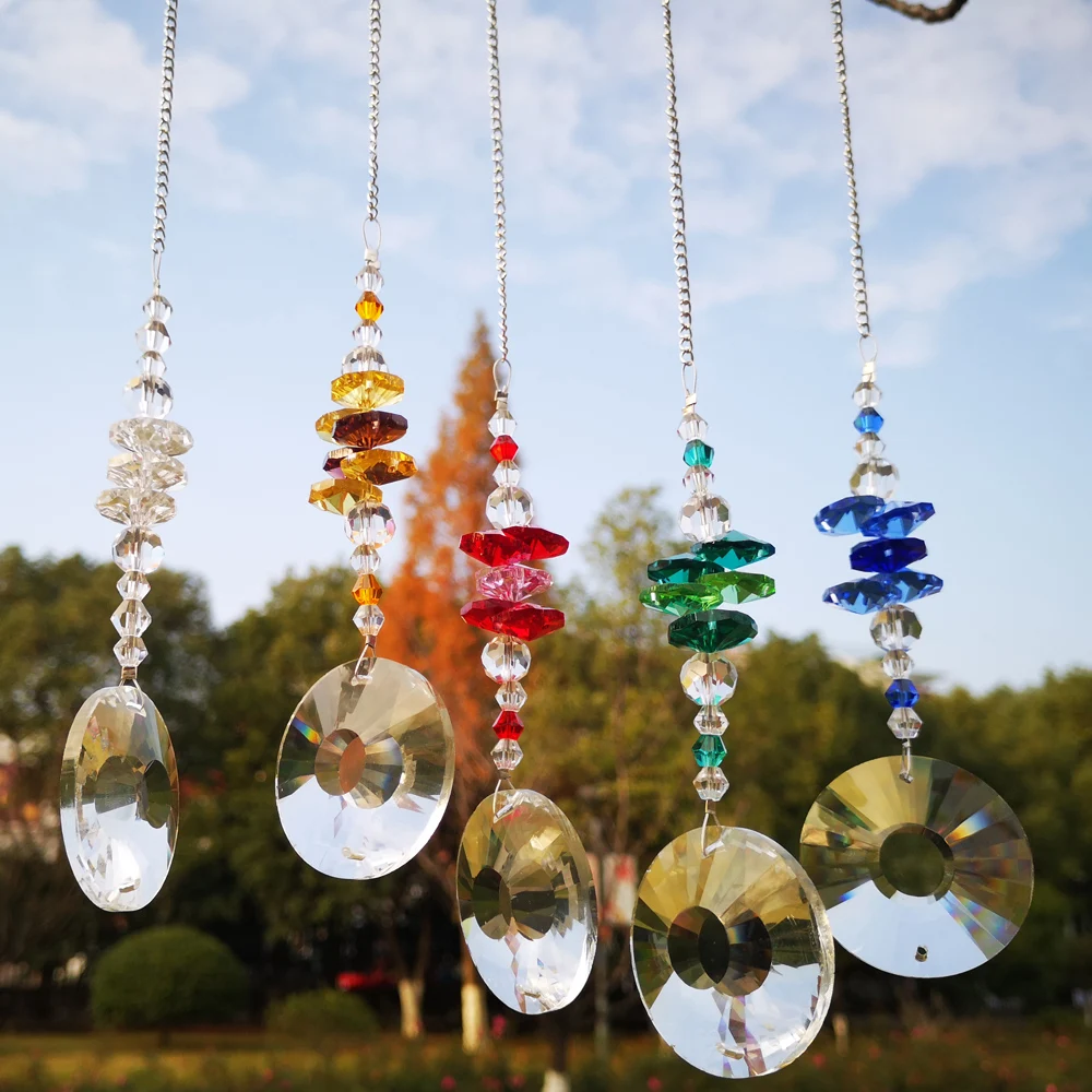 1PCS Crystal Suncatcher Rainbow Maker Car Hanging Ornament Christmas Gift Home Wedding Decoration