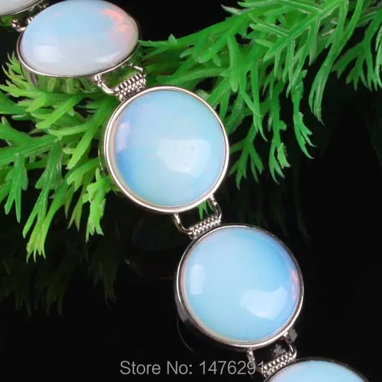 New 16X16MM Opal Opalite Coin Bead Toggle Bracelet Bangle