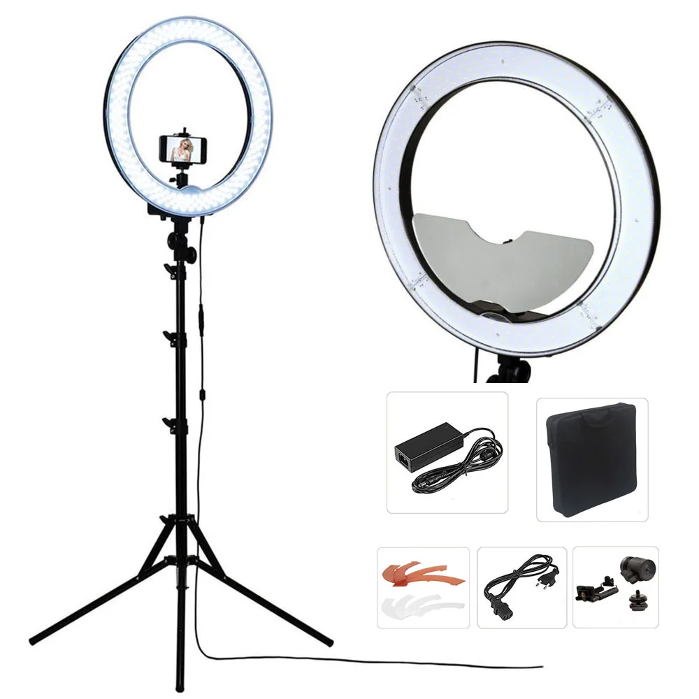 

Fusitu 18" Photographic Lighting 55W 5500K 240 Leds Ring Lamp LED Ring Light with Tripod For Camera Phone Makeup Photo Video