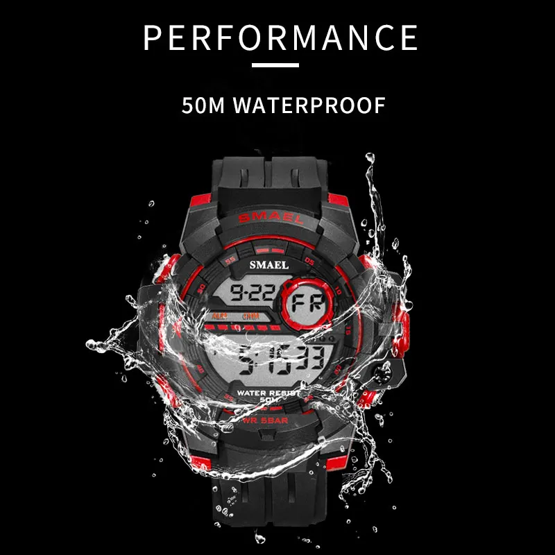 Sport Watch Waterproof LED SMAEL Shock Resist Military Men Watch Automatic Mechanical 1712 Digital Wristwatches Luxury Brand