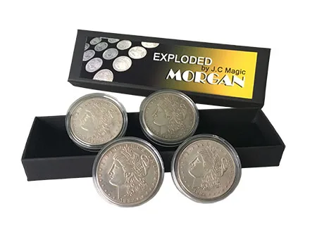 Exploded Morgan Magic Tricks 1 Morgan Coin to 4 to 16 Magia Magician Close Up Gimmick Prop Illusions Mentalism Appearing Magie