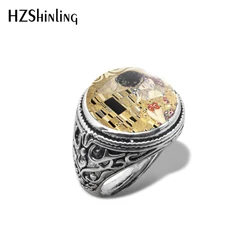 2019 New Gustav Klimt The Kiss Vintage Ring Art Painting Rings Handmade Glass Dome Cabochon Jewelry