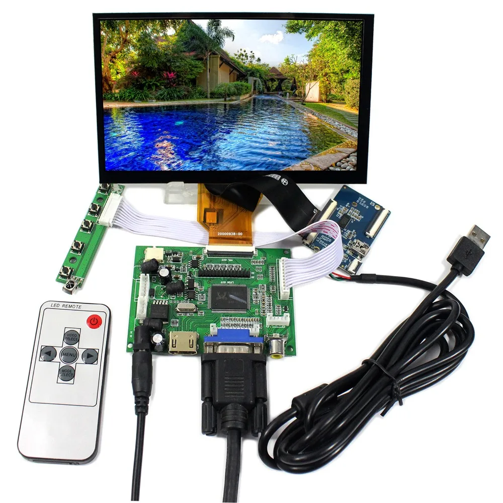 HD MI VGA 2AV LCD Controller Board With 7inch 800x480 AT070TN90 Capacitive Touch Panel