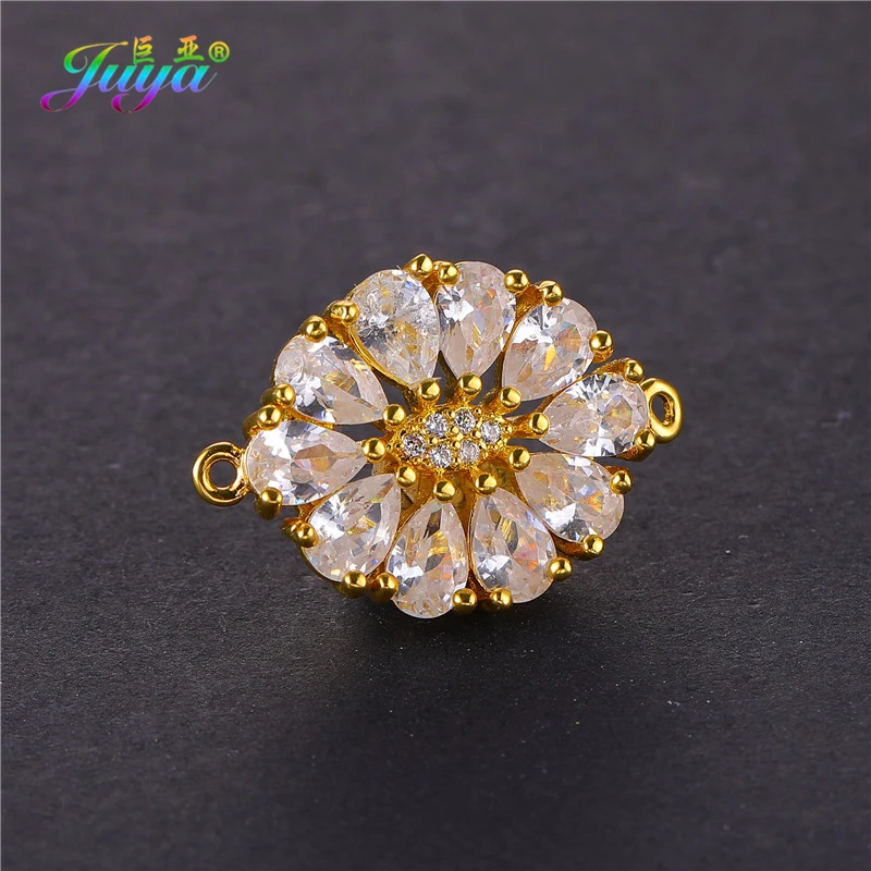 Juya DIY AAA Cubic Zirconia Geometric Charm Connectors Accessories For Women Bracelets Earrings Jewelry Making