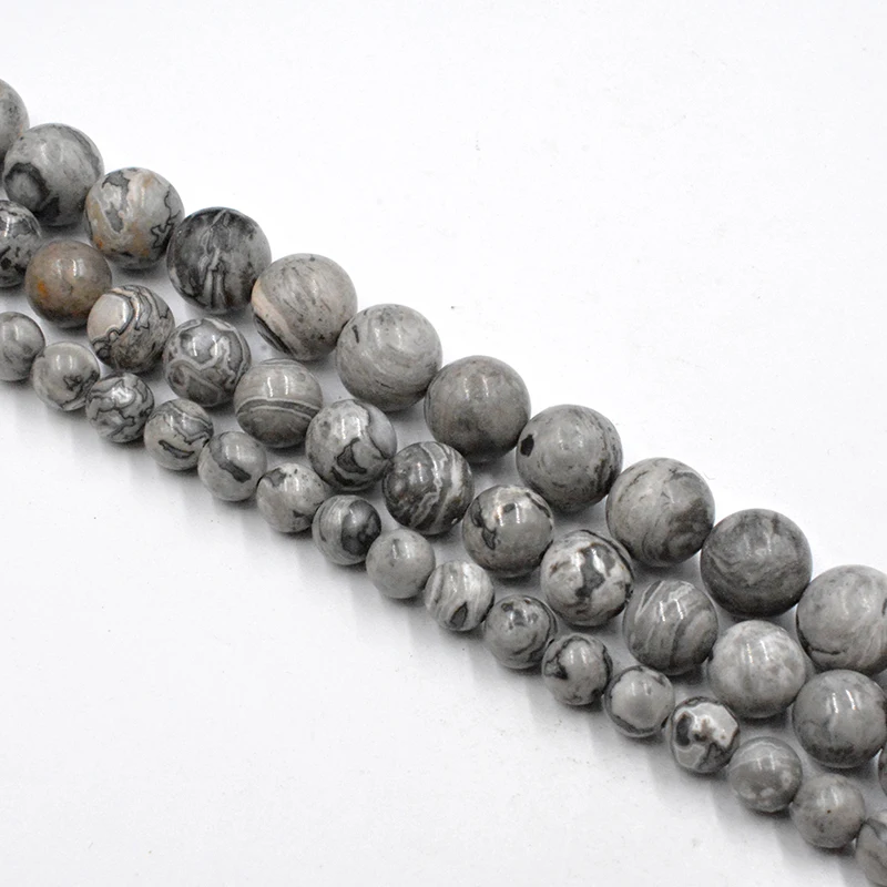 4-12mm Natural Map Jaspers Round Stone Beads Wholesale Loose Beads for Fashion Jewelry Making Accessories DIY 