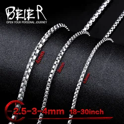 Beier 2.5mm/3mm/4mm Stainless Steel Necklace long Chain Trendy Chain Necklace Boy Man Necklace  BN1009