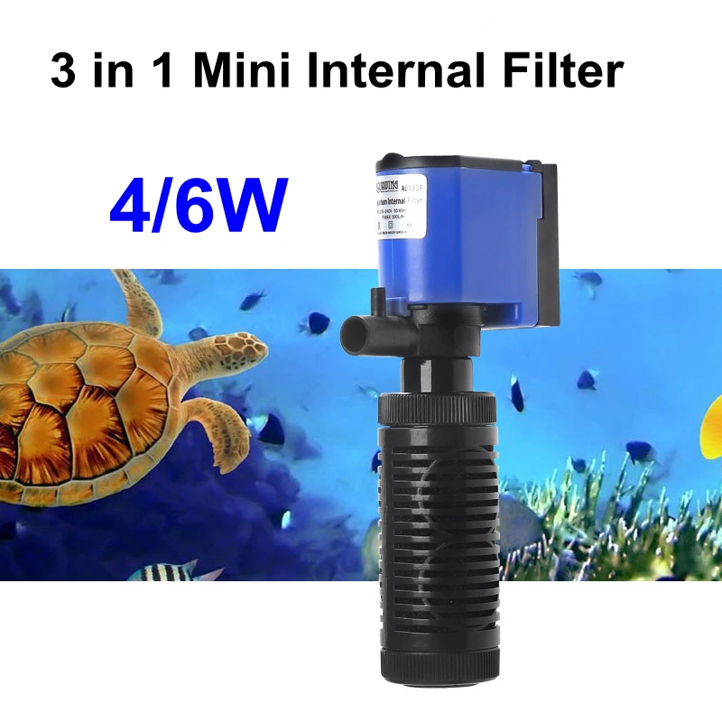 New 3 In 1 Mini Aquarium Internal Filter Pump Submersible Filter Air Pump Water Circulation For Fish Tank Turtle Tank