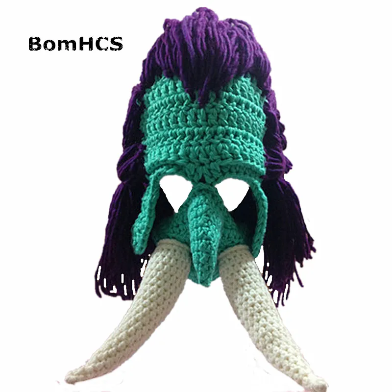 BomHCS Funny Large Fangs Monster Beanie Winter Handmade Knitted Hat Halloween Gift Cosplay