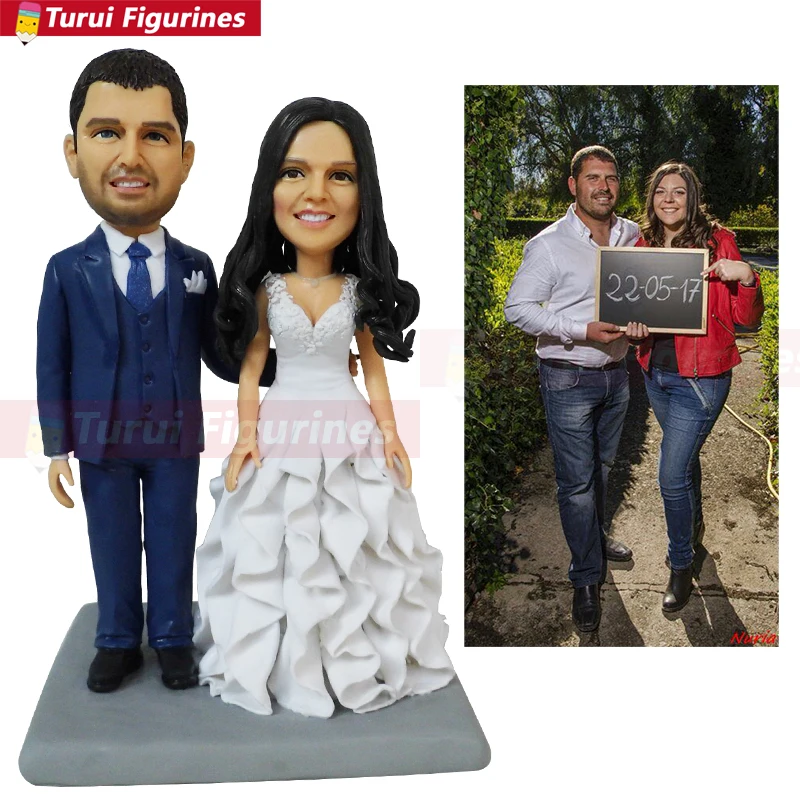 wedding cake topper groom with beard custom Couple Bobblehead mini couple statue custom police officer bobblehead Turui Figurine