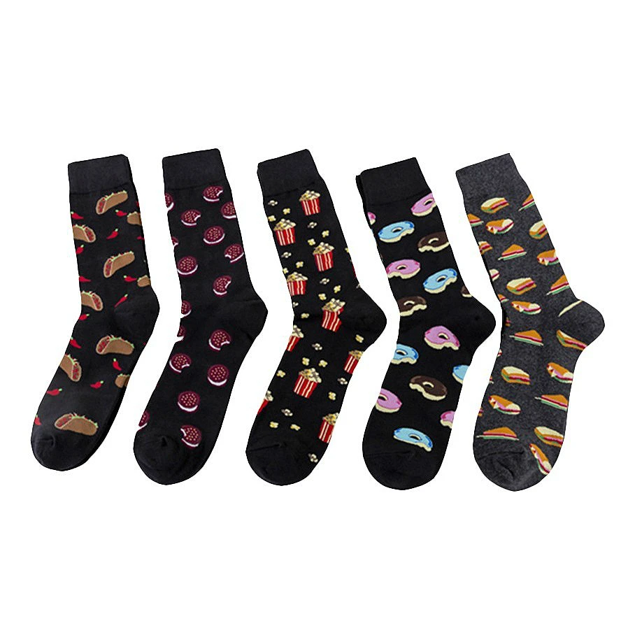 

Funny Food Pattern Happy Socks Men Sandwich Hamburger Doughnut Cotton Sokken Short Socks New Autumn Happy Socks Men