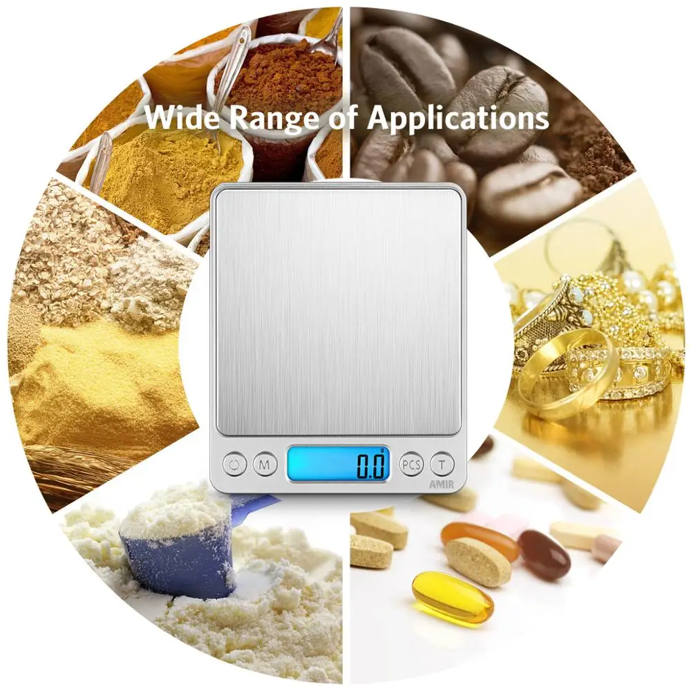 AMIR Digital Kitchen Scale 3kg/0.1g Mini Pocket Cooking Food Scales Stainless Steel Jewelry Scale with Back-Lit LCD Display - Image 5