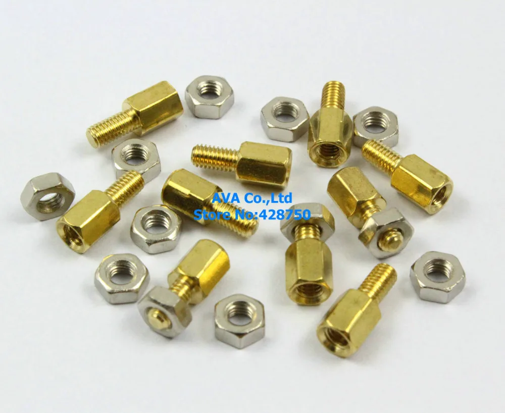 

100 M3x6mm Male Female Hex PCB Standoff Spacers 6mm Body Length with Nuts