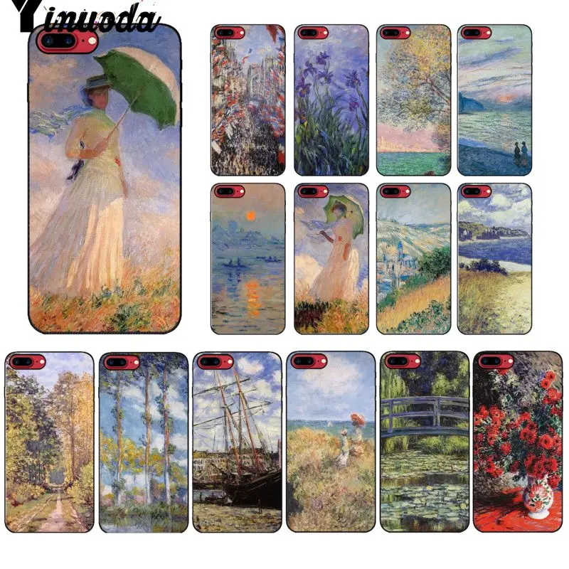 Yinuoda Claude Monet Impressionism Painter TPU black Phone Case Cover Shell for iPhone 6S 6plus 7 7plus 8 8Plus X Xs MAX 5 5S XR