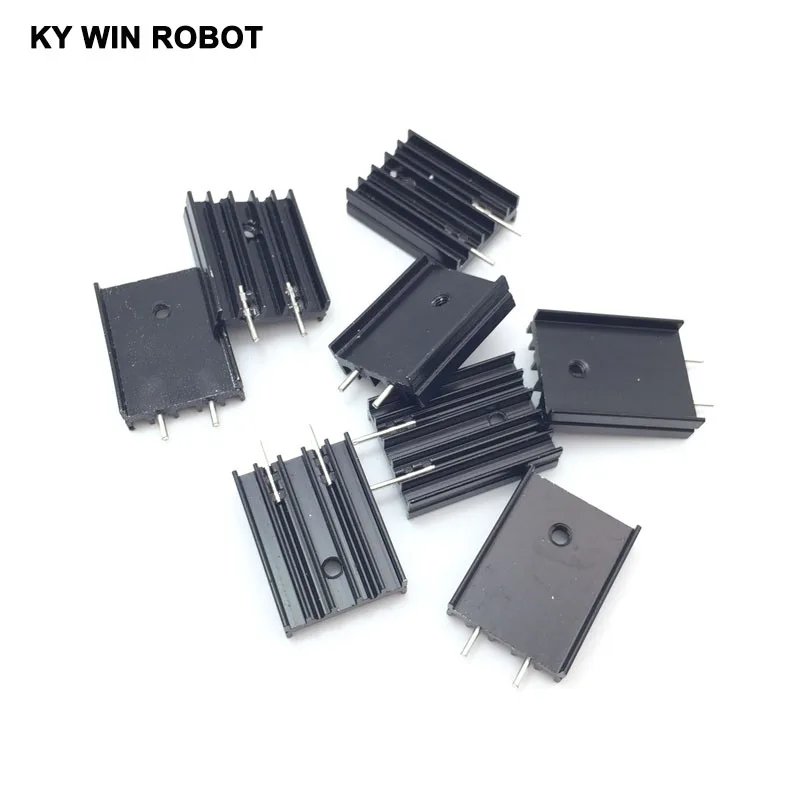 10pcs 19x8x25MM black Aluminium TO-220 Heatsink TO220 Heat Sink Transistor Radiator TO220 Cooler Cooling 25*8*19MM with 2pin