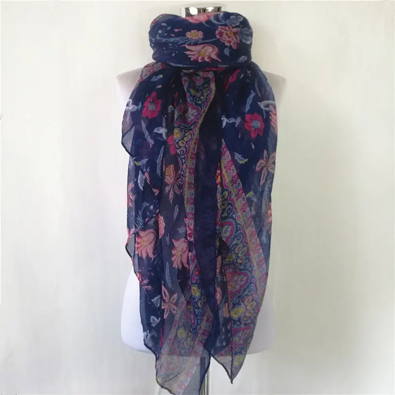 10 pcs/lot New Fashion floral print Scarf Leaves Scarf  hot sale women Scarves bandana flower lady\'s long scarf