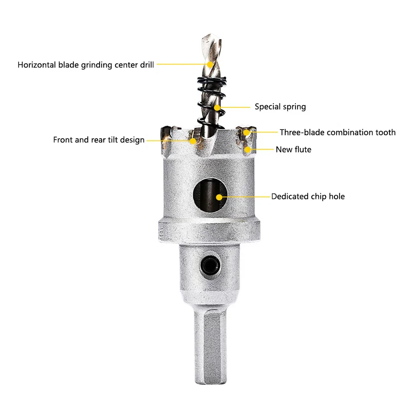 Carbide Tip TCT Hole Saw Cutter 16-100mm For Stainless Steel Plate Iron Drilling Alloy Metalworking Cutter Kit Drill Bits Set