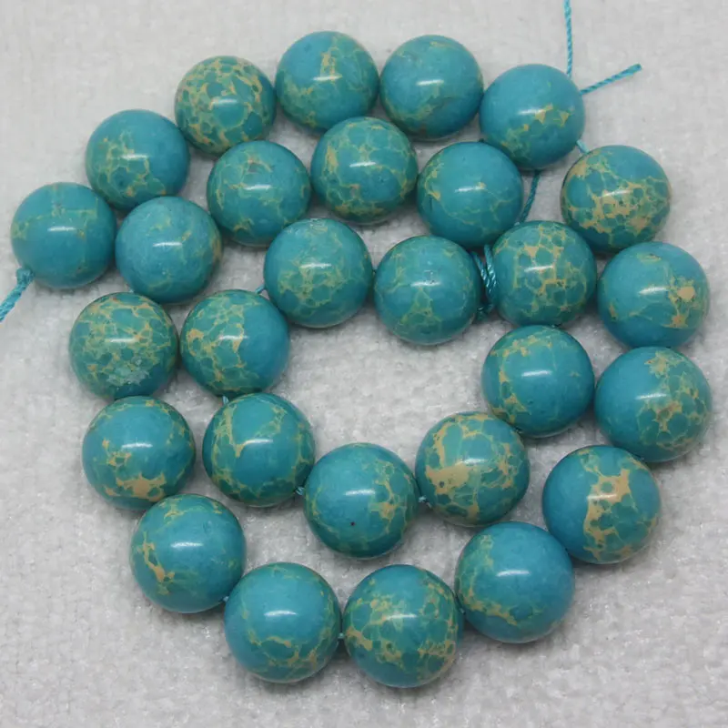 Mini. Order is $7! 6-14mm Light Blue Emperor imperial Jaspers Smooth Round DIY Jewelry Making Spacer Beads 15