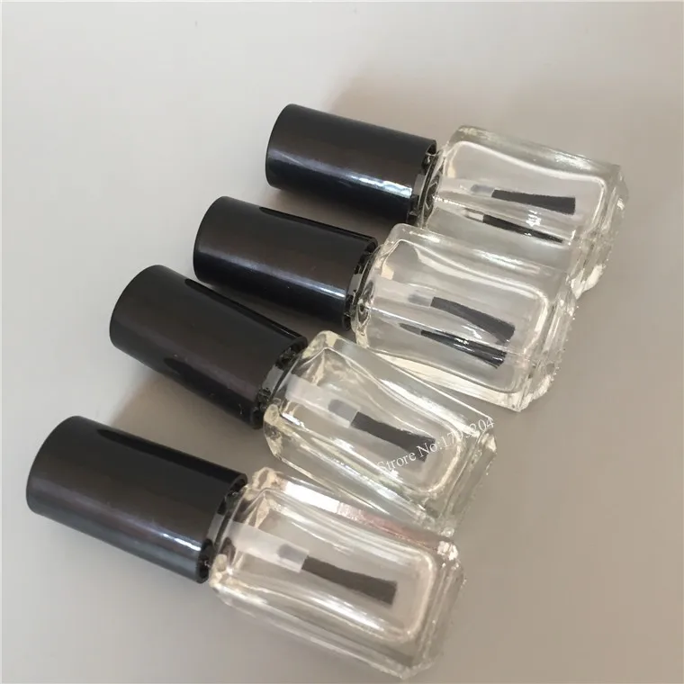 Botellas cuadradas vacías para esmalte de uñas, contenedor de vidrio transparente, contenedor de aceite para uñas, cepillo pequeño, 5ml, 30 unidades por lote