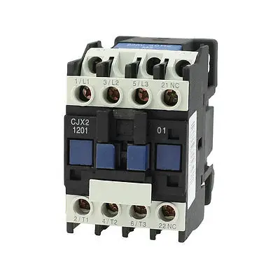 Motor Control AC Contactor 3 Phase 3-Pole NC Coil 220 Volts 20A CJX2-1201