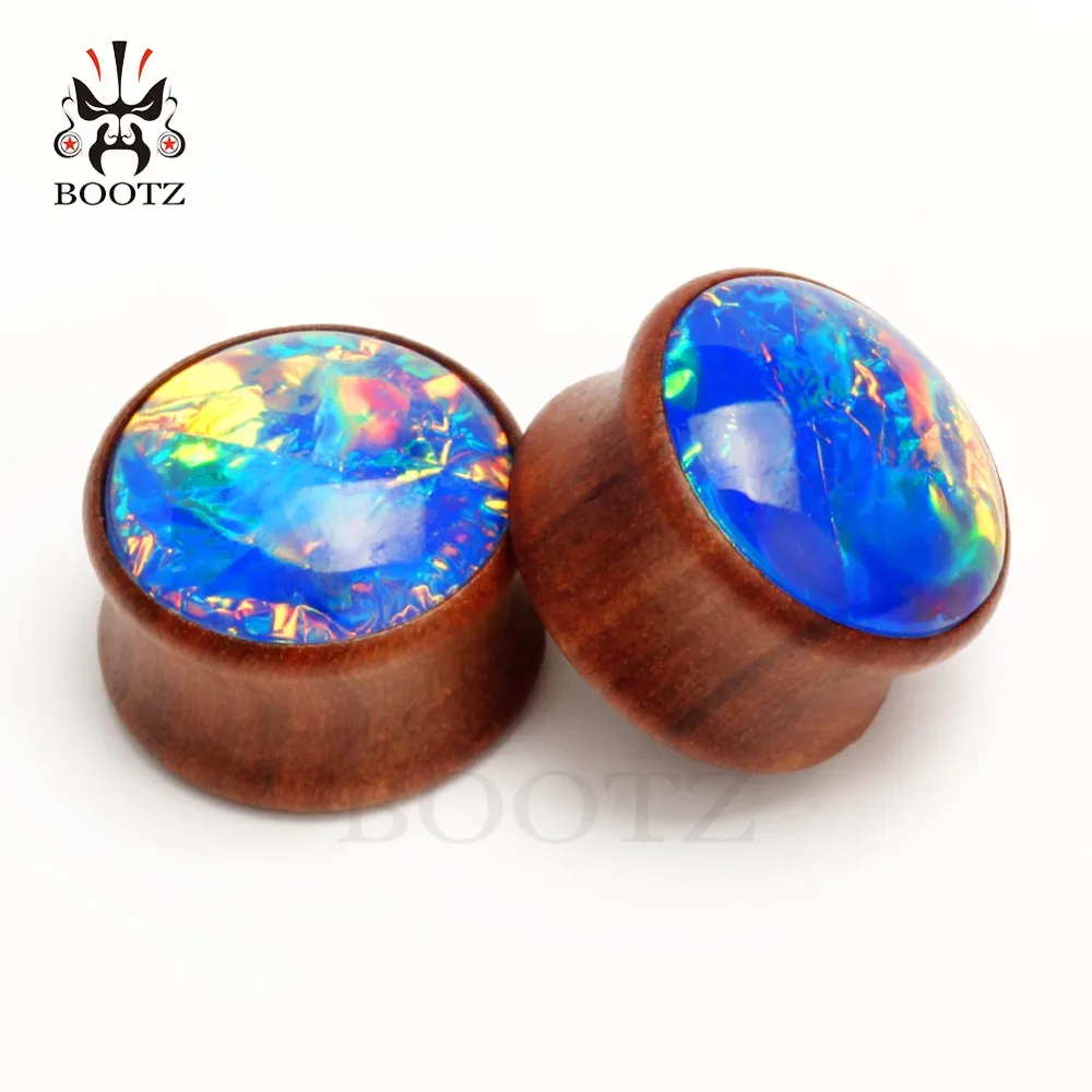 Kubooz New Colorful wood gem ear piercing calibri gioielli per il corpo orecchie tunnel e tappi con vendita di alta qualità per coppia 2 pezzi lotto