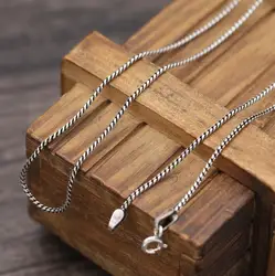 Unibabe S925 Pure Silver 1.2mm Thick Retro Weave Necklace Thai Silver Small Twist Chian Necklace Female Jewelry