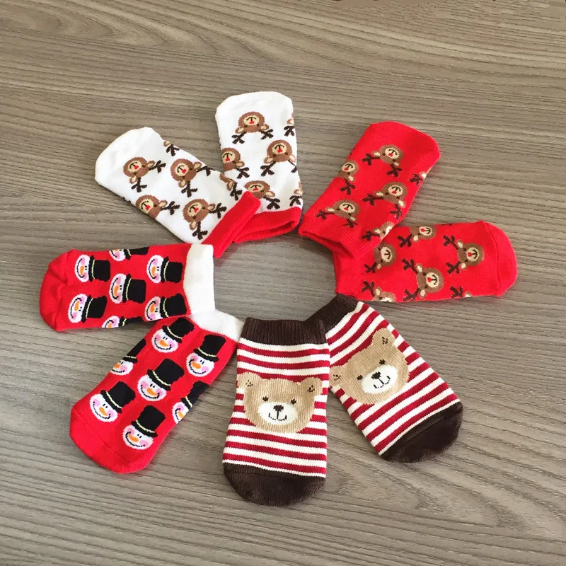 Baby Socks Cotton Cute Animal Socks Baby Christmas Socks Deer Bebe Boys Girls Santa Newborn Patterned Footwear Red Brand (0-12M)