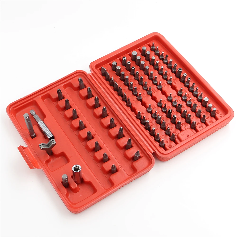 100pcs/set Bits Set Sturdy Chrome Vanadium Steel Screwdriver Bit Head Set Professional 1/4\'\' Hex Bit Set With Case