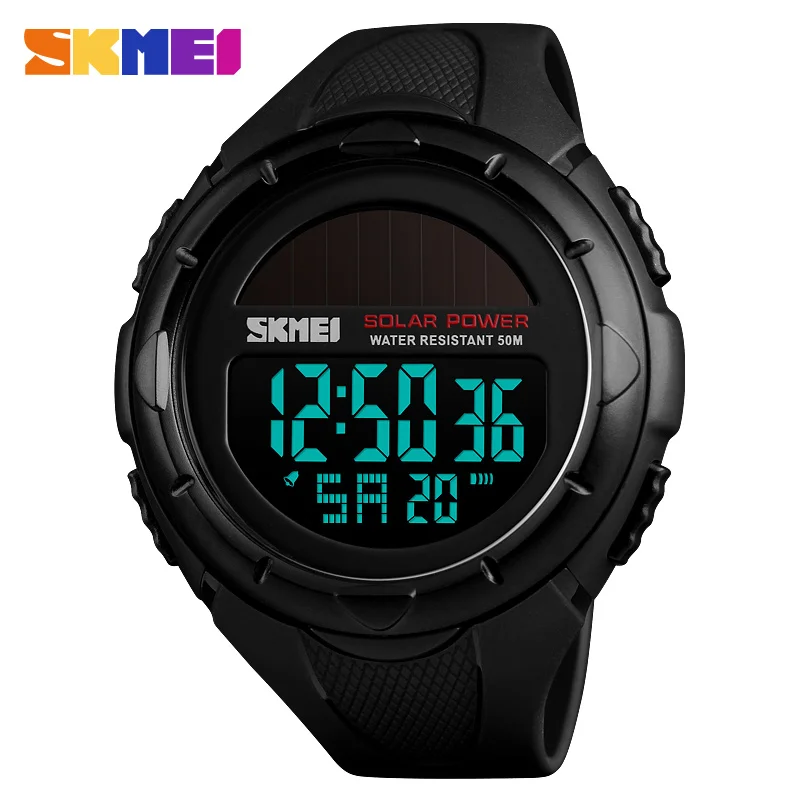 SKMEI Solar Power Men Sports Watches Waterproof LED Digital Watch Men Luxury Brand Electronic Mens Wrist Watch Relogio Masculino