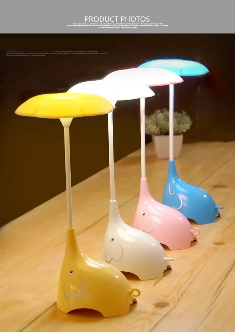 Elephant LED night light table lamps creative bedroom study yellow pink blue cute warm eye small table light desk lamps ZA9021