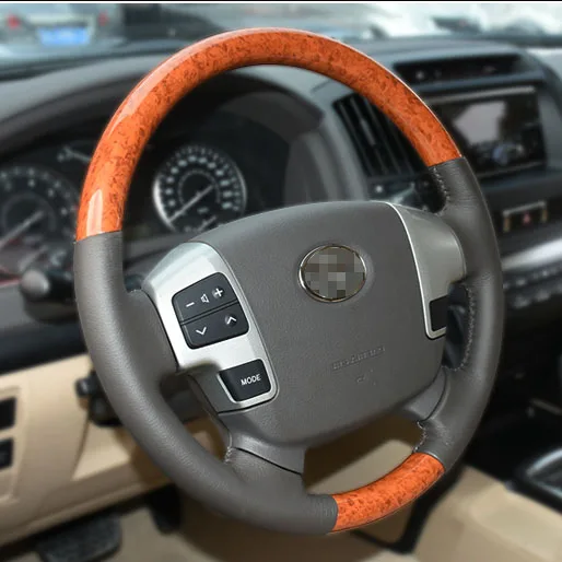 Luhuezu New Aluminum Alloy Steering Wheel With Wooden For Toyota Land Cruiser 200 Accessories 2008-2015