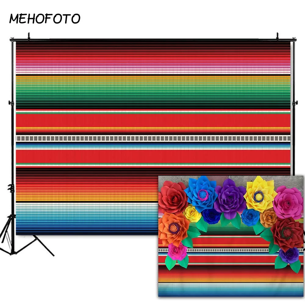 Mexican Cinco De Mayo Backdrop Fiesta Traditional Mexico Photography Background with Stripes Fiesta Party Backdrops