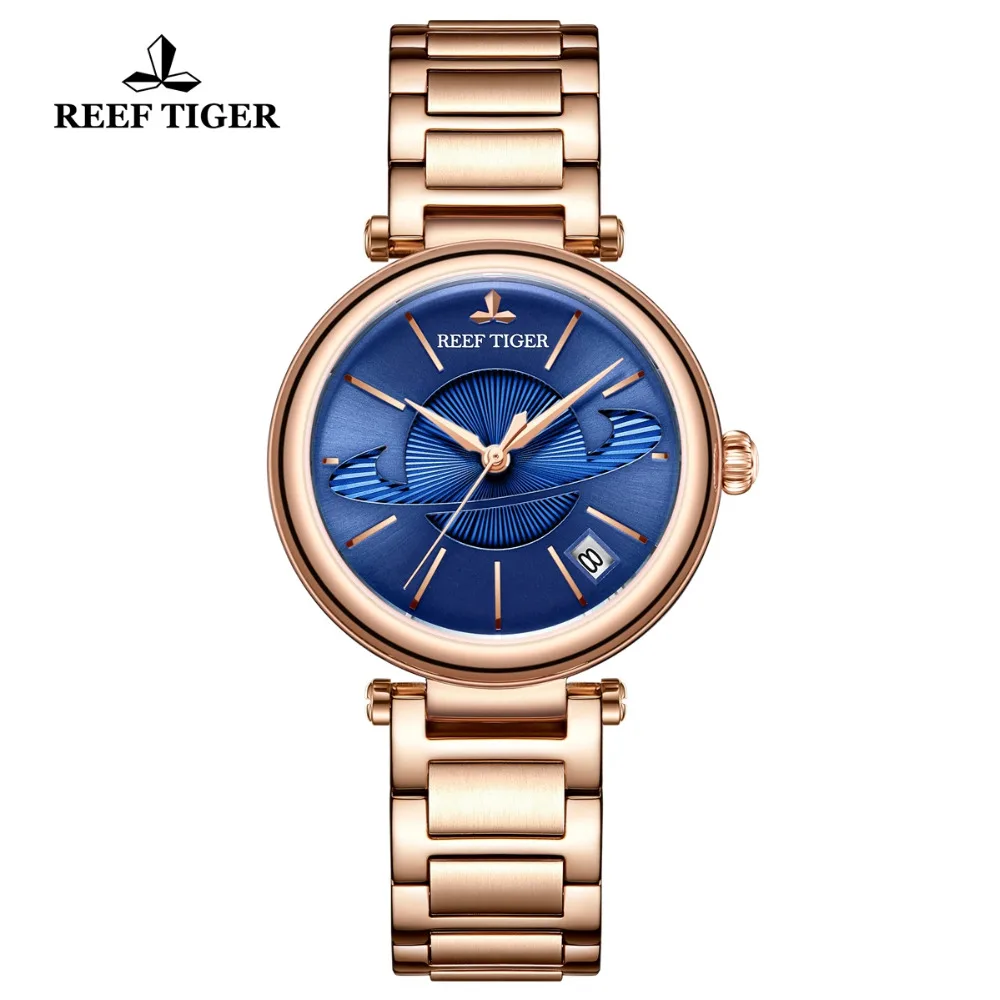 Récif Tiger – montre créative de luxe pour femmes, couleur or Rose et bleu, étanche, RGA1591