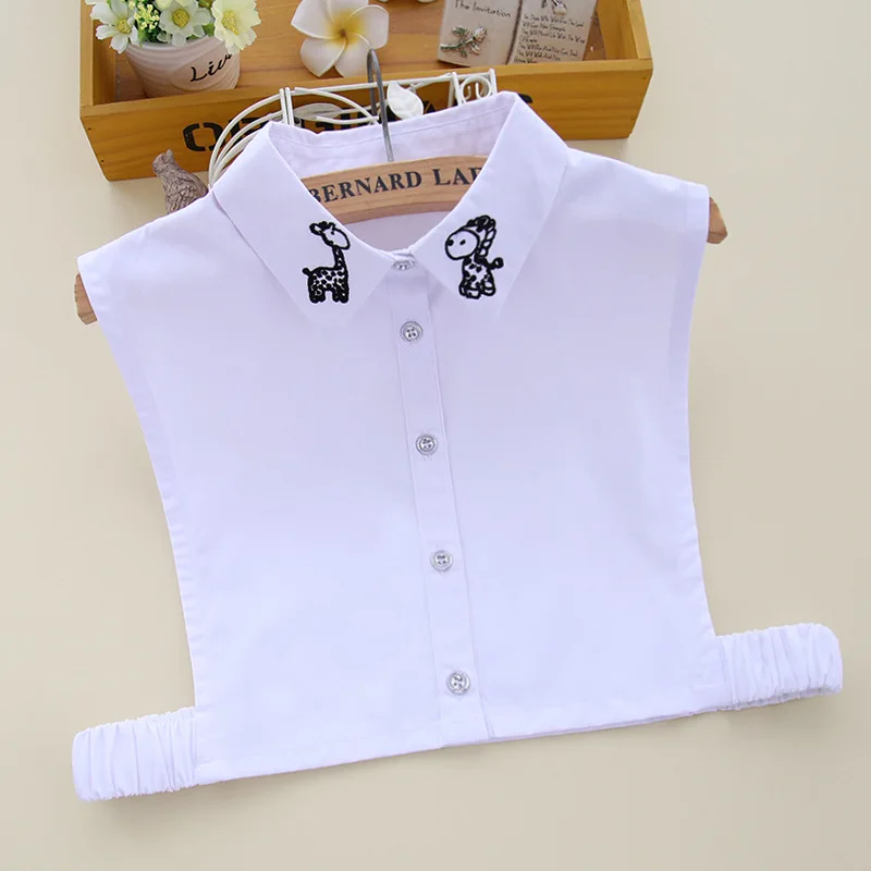 

YSMILE Y High Quality Embroidery Women Fake Collar Personality Cartoon Deer Pattern Shirt Lady Clothes Accessories For Female