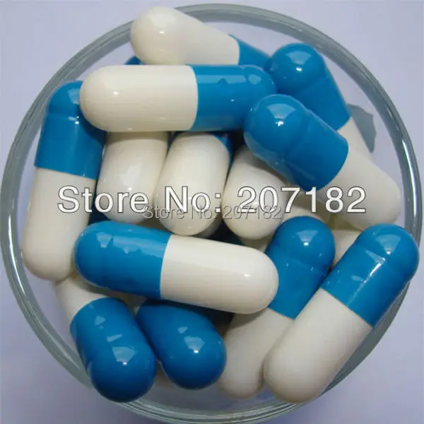 

(10,000pcs/pack) Size 0 Solid Blue/White Color Hard Gelatin Empty Capsule---Separated & Joined Available