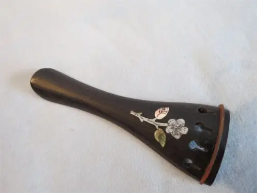 one piece Ebony violin tailpiece 4/4 inlay shell beautiful flower