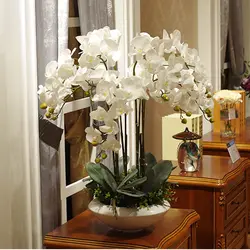 Latex Artificial PU Real Touch Hand Feeling Orchid Arrangement  Bonsai Flower No Vase Luxious Bouquet Large Size