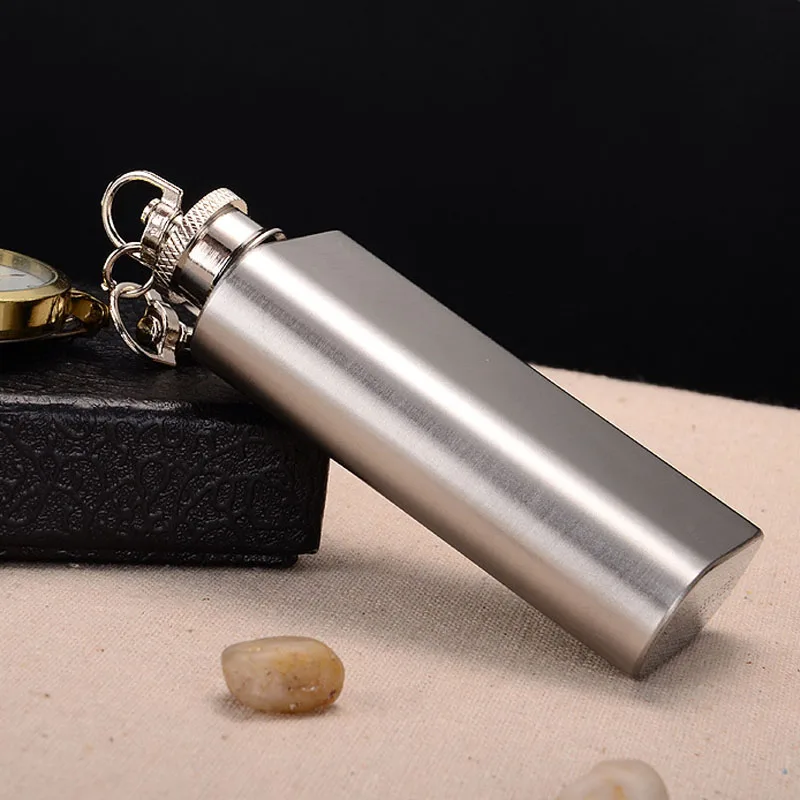 New 2OZ Stainless Steel Mini Hip Flask With Keychain Screw Cap Portable Alcohol Flask Liquor Whiskey Bottle Outdoor Travel Gifts