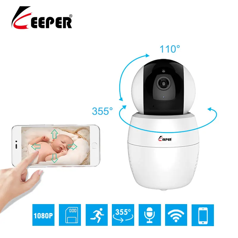 

Keeper 355 degree 1080P Security Wireless wifi smart camera IR Night Vision support 256GB Baby Monitor two way audio IP Camera