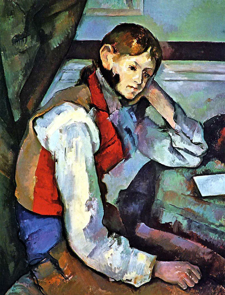 

oil paintings,Handmade Oil Painting Reproduction on linen canvas,boy-in-a-red-vest-1889 BY paul Cezanne,person's oil painting