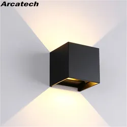 Lámpara de pared LED IP65 impermeable interior y exterior luz de pared de aluminio cubo montado en superficie LED jardín porche aplique de pared NR-155