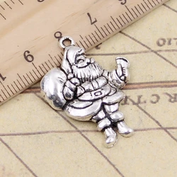 10pcs Charms Christmas Santa Claus Gift 33x25mm Tibetan Bronze Silver Color Pendants Antique Jewelry Making DIY Handmade Craft