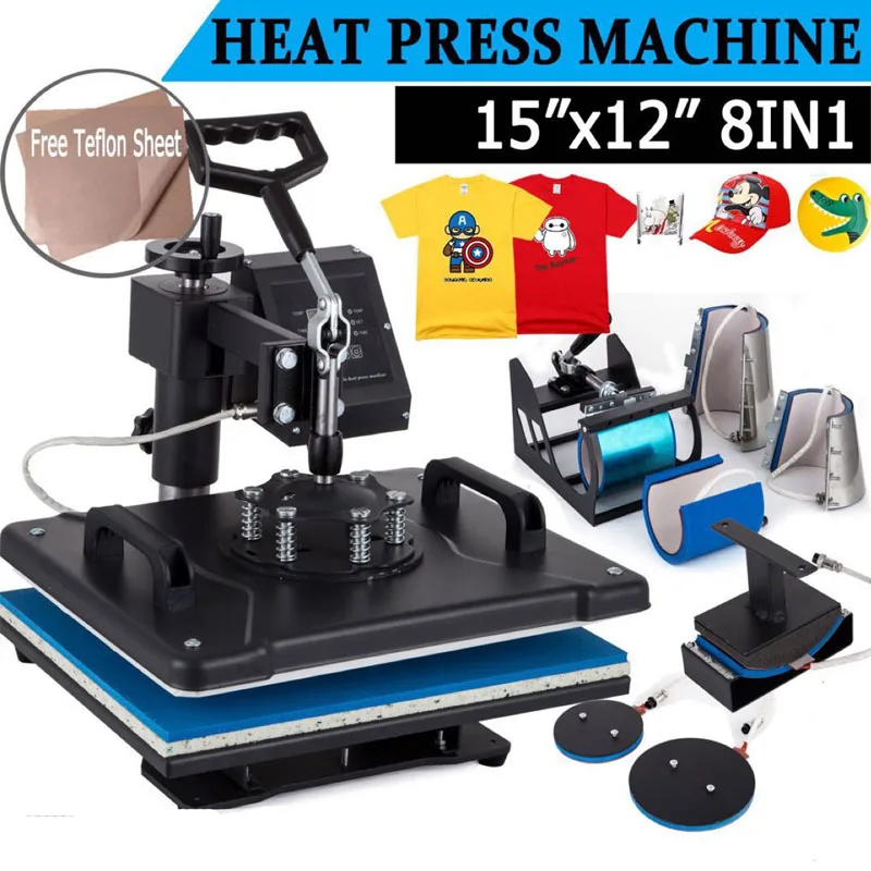 8 In 1 Combo Heat Transfer Machine Sublimation/ Heat Press Machine for Plate/Mug/Cap/T-Shirt /Phone case