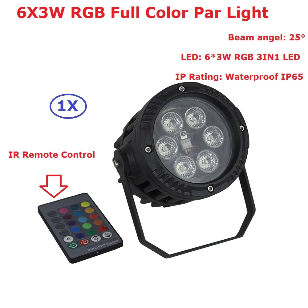 

EU US Plug Superior Waterproof Par Lights 6X3W RGB Full Color LED Par Light With Remote Control For Party Wedding Christmas