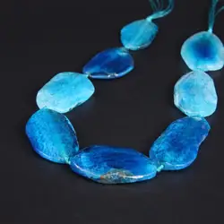 Approx8PCS/strand Blue Raw Dragon Veins Agates Druzy Faceted Slab Nugget Beads,Natural Drusy Gems Stone Slice Pendants Jewelry