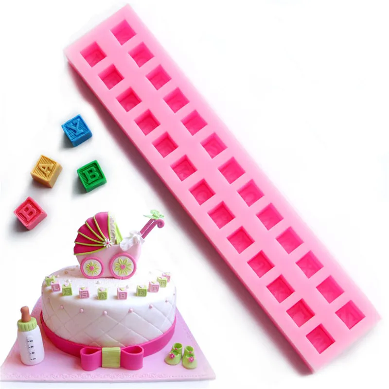 DIY Cake Tools Silicone English Letters 3D Alphabet Building Block Fondant Cake Chocolate Mold Jelly & Candy Pudding Mould