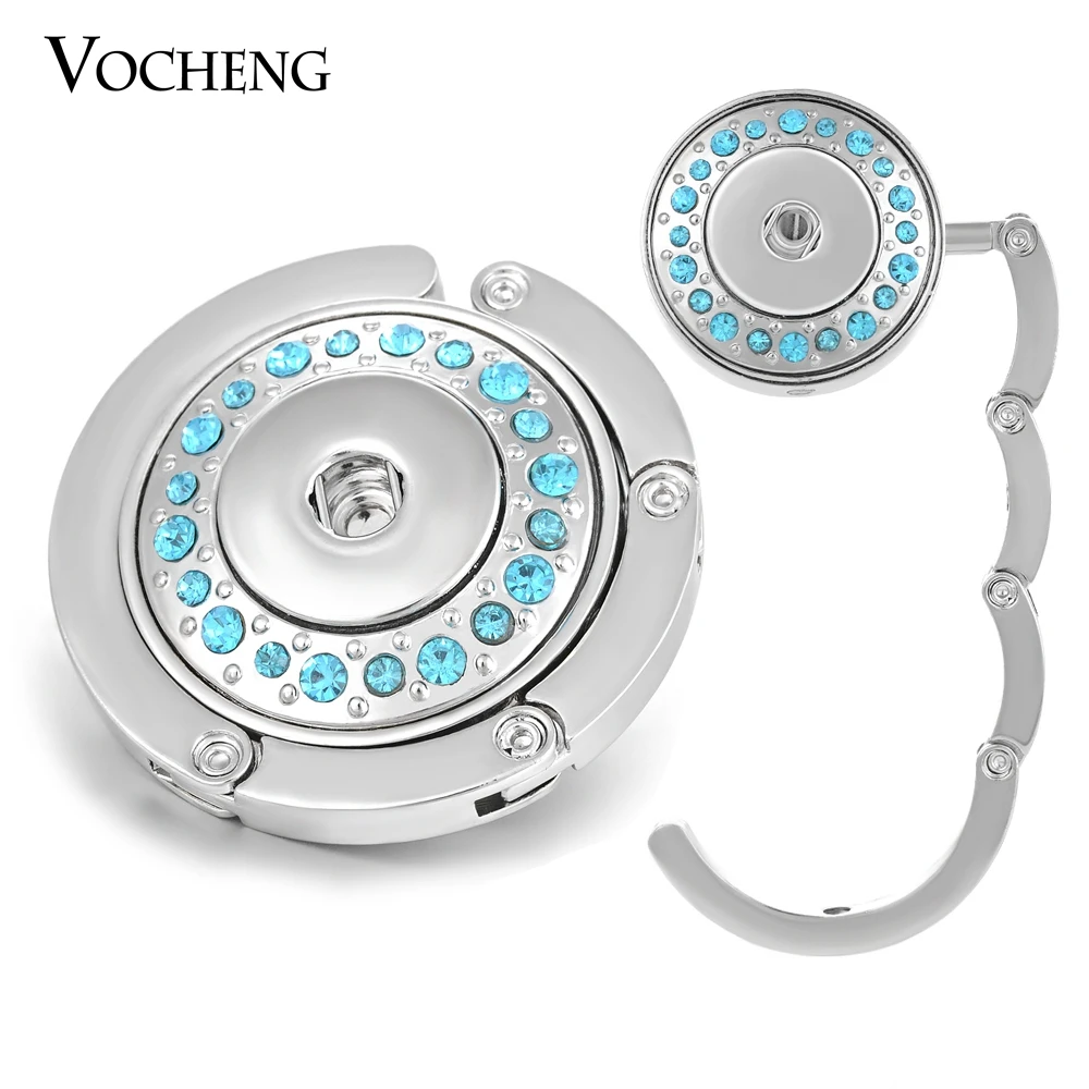 10PCS/Lot Vocheng 18mm Snap Women Accessories Foldable Hook 4 Colors Rhinestone Handbag Table Holder NN-502*10 Free Shipping