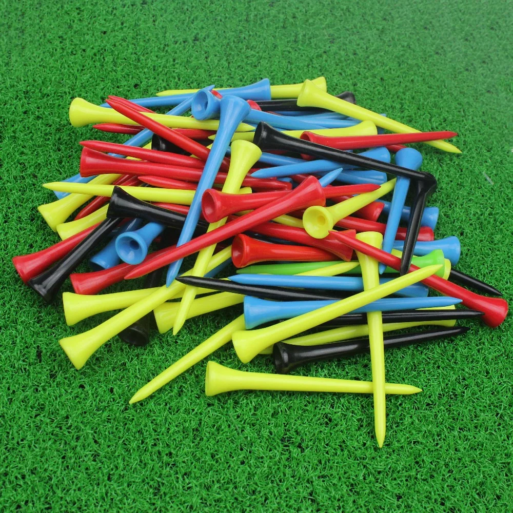 

CRESTGOLF 50pcs/100pcs Per Packs Size 83mm/3-1/4" Plastic Golf Tees Mixed Color Golf Plastic Tees Golf Accessories